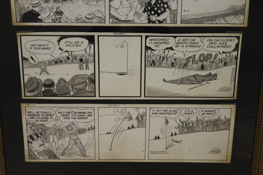 Vintage Golf Art Comic Strip - 11 Strips - Framed