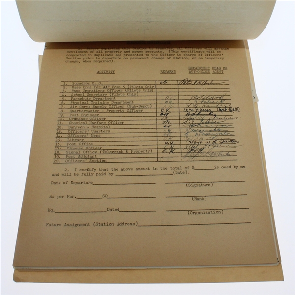 Ben Hogan's Official Military Discharge Papers with Original Envelope