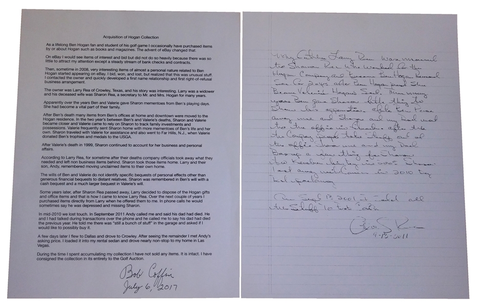 Ben Hogan's 6-Page Personal Handwritten Notes on Seminole Golf Club JSA ALOA