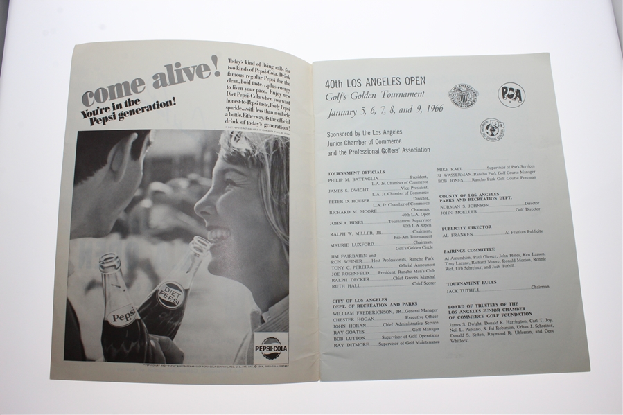 Arnold Palmer Signed 1966 LA Open at Rancho Park Program JSA ALOA