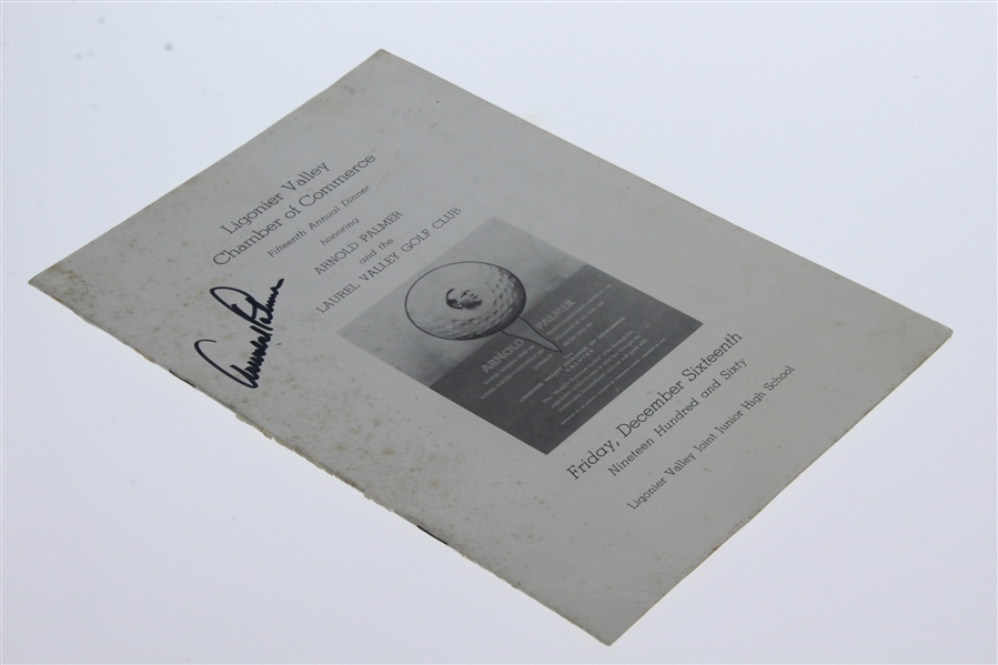 Arnold Palmer Signed 1960 Ligonier Chamber of Commerce Dinner Program JSA ALOA