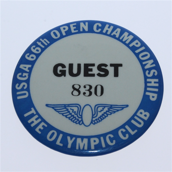 1966 US Open at Olympic Club Guest Badge - Billy Casper Winner