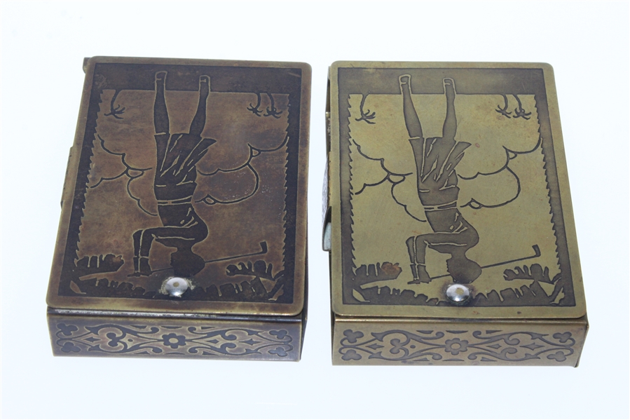 Two Classic Woman Golfer Playing Card Holders - Roth Collection