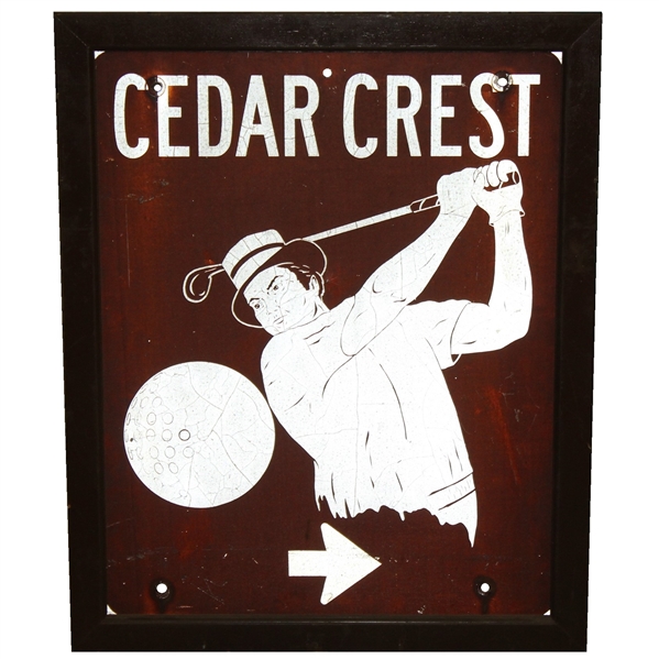 Circa 1950's Cedar Crest Course Hung Golf Sign - Site of 1927 PGA - Tilly Designed Course - Framed