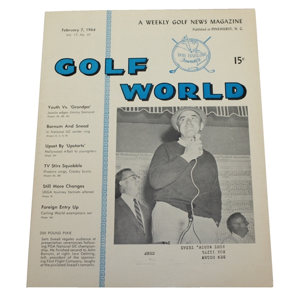 February 1964 Golf World Magazine with Ben Hogan Address Label