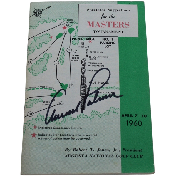 Arnold Palmer Signed 1960 Masters Spectator Guide - Arnie's Second Masters Win JSA ALOA