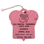 1939 Masters Sunday Final Round Ticket #44 - Seldom Seen Ticket Adverse Weather!