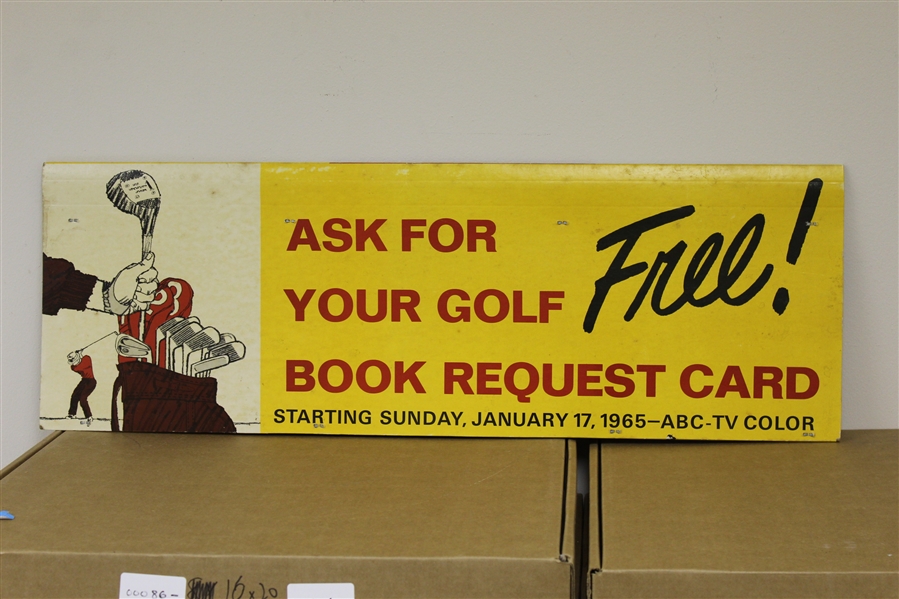 1965 Shell's Wonderful World of Golf Book Request Advertisement Sign - Large - Roth Collection