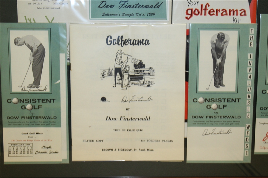 Dow Finsterwald Display - Consistant Golf and Golferama - Framed - JSA ALOA