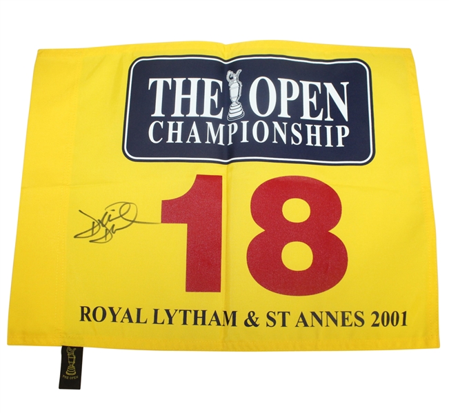 David Duval Signed 2001 Open Championship at Royal Lytham & St Annes Flag JSA ALOA