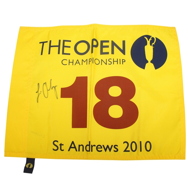 Louie Oosthuizen Signed 2010 Open Championship at St. Andrews Flag JSA ALOA