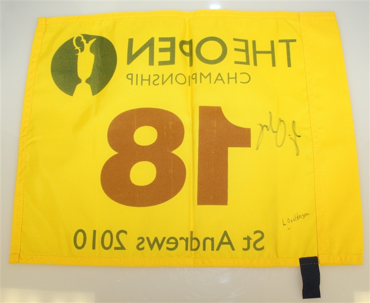 Louie Oosthuizen Signed 2010 Open Championship at St. Andrews Flag JSA ALOA