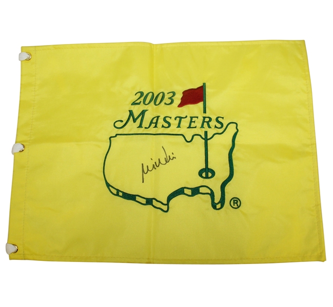 Mike Weir Signed 2003 Masters Embroidered Flag - Seldom Seen Full Sig & Center JSA ALOA