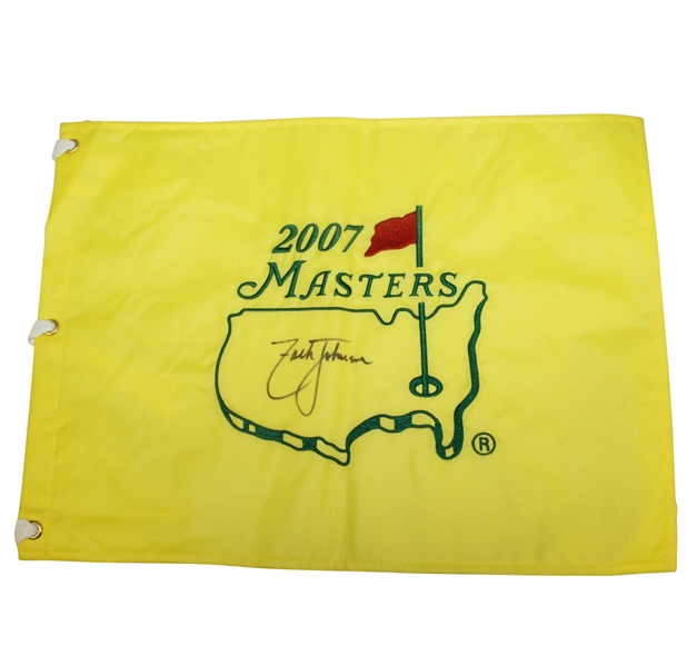 Zach Johnson Signed 2007 Masters Embroidered Flag - Center Signed JSA ALOA