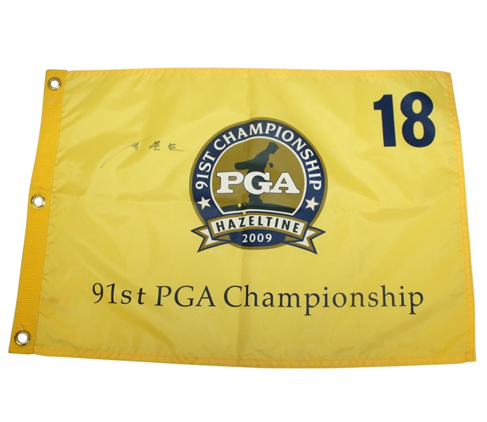 Y.E. Yang Signed 2009 PGA Championship at Hazeltine Flag JSA ALOA