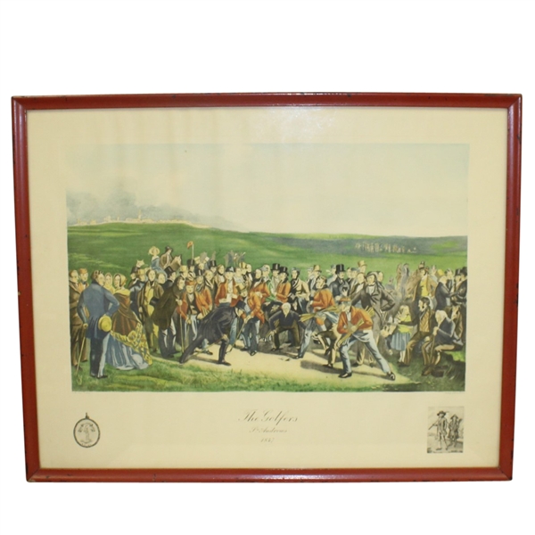 1940's 'The Golfers' Print by Sidney Lucas Published by Paris Etching Society and Printed in France with Key - Framed