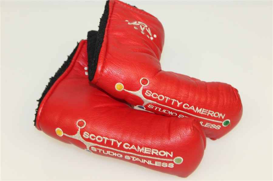 Two Scotty Cameron 'Studio Stainless' Red Putter Head Covers