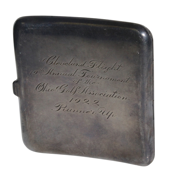 1922 Sterling Silver Cigarette Case - Cleveland Flight 19th Annual Tournament of the Ohio Golf Assoc. - Runner-Up