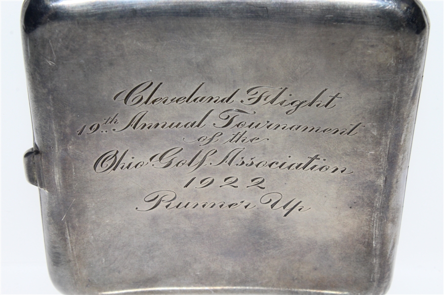 1922 Sterling Silver Cigarette Case - Cleveland Flight 19th Annual Tournament of the Ohio Golf Assoc. - Runner-Up