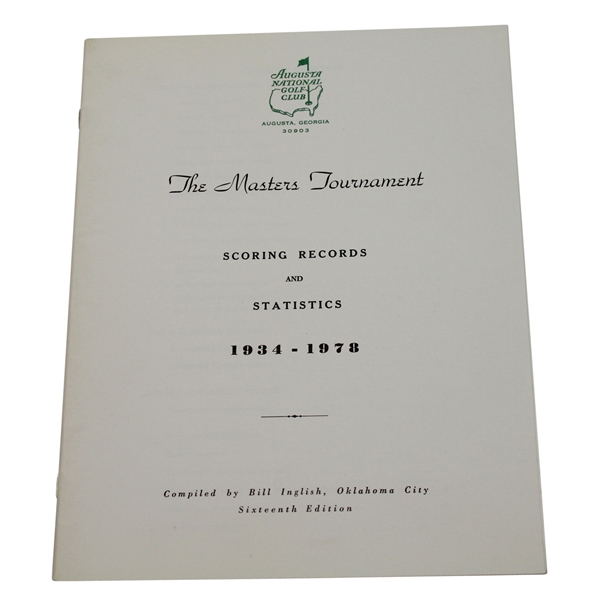 1934-1978 Masters Tournament Scoring Records & Statistics Booklet - 16th Edition