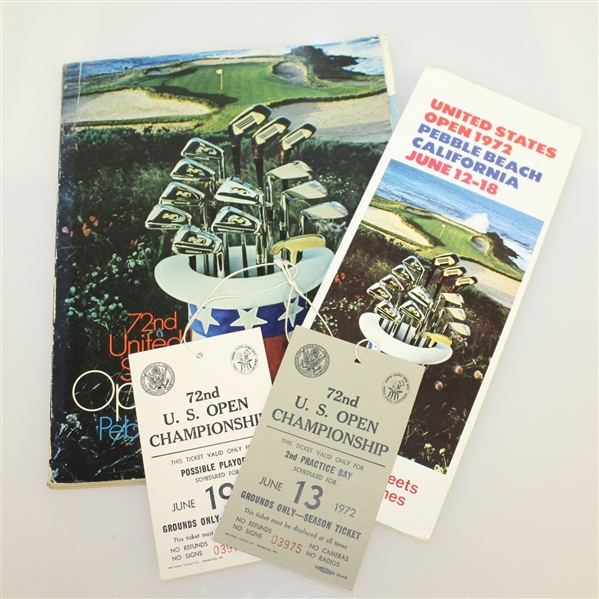 1972 US Open Program, Tickets, Pairing Sheet