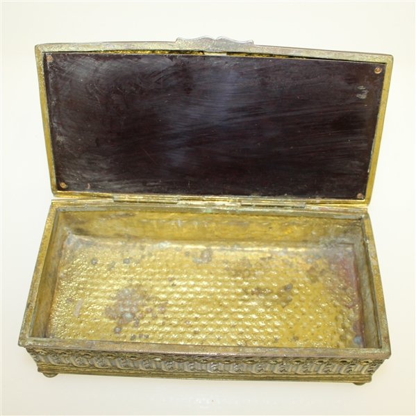 Ornate Metal Box - Golfers and Clubhouse