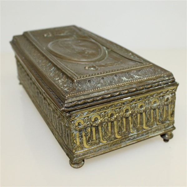 Ornate Metal Box - Golfers and Clubhouse