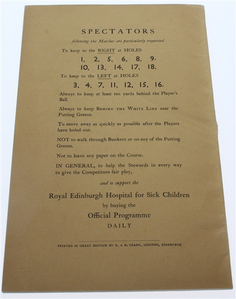 1935 Open Championship at Muirfield Monday Program - Alf Perry Win