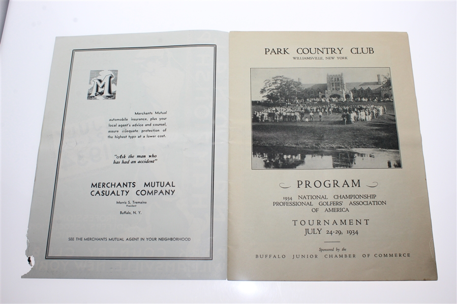 1934 PGA Championship at Park Country Club Program - Paul Runyan Winner