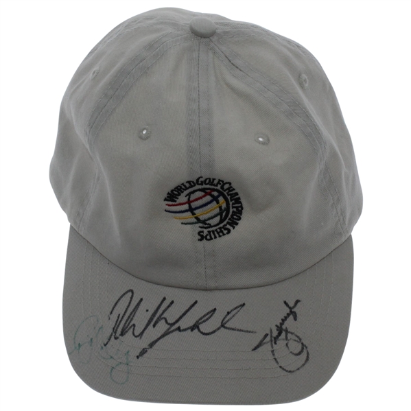 Phil Mickelson, Jim Furyk, and Rory McIlroy Signed WGC Hat JSA ALOA