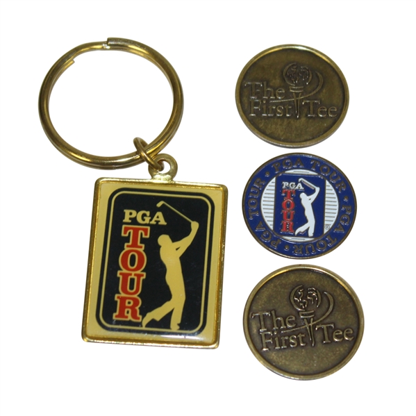 PGA Tour Key Chain, Ballmark, and Two First Tee Ballmarks