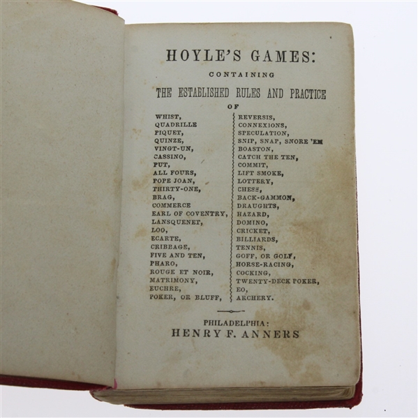 1845 Edition 'Hoyles Games Improved' Book with Goff and other Games