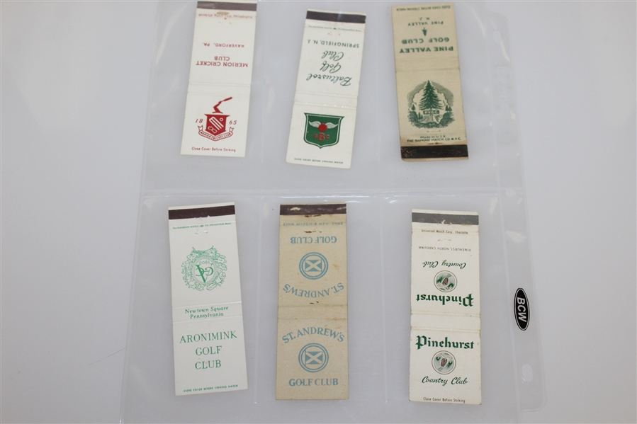 Eighteen Vintage Golf Club Matchbooks - St. Andrews, Pine Valley, Merion Cricket Club, & More