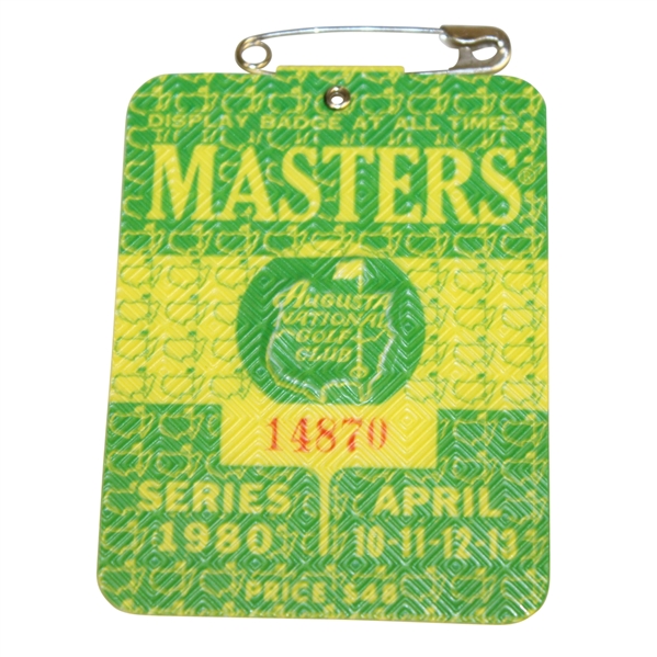 1980 Masters Tournament Badge #14870 - Seve Ballesteros Winner