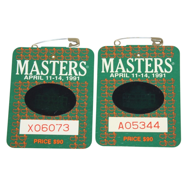 1991 Masters Tournament Badges #A05344 & X06073 - Ian Woosnam Winner