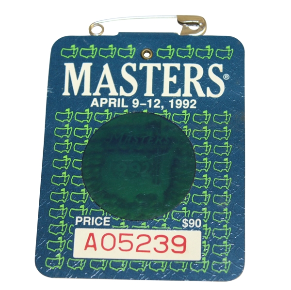1992 Masters Tournament Badge #A05239 - Fred Couples Winner
