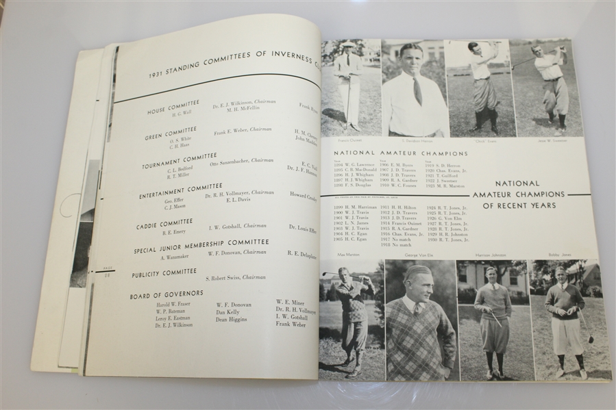 1931 US Open Championship at Inverness Program - Billy Burke Winner