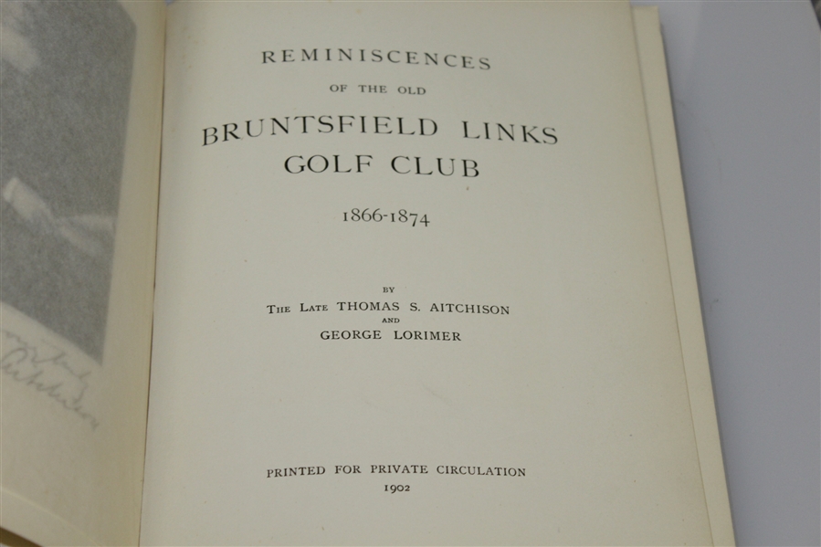1902 'Reminiscences of the Old Bruntsfield Links Golf Club 1866-1874' by Aitchison & Lorimer