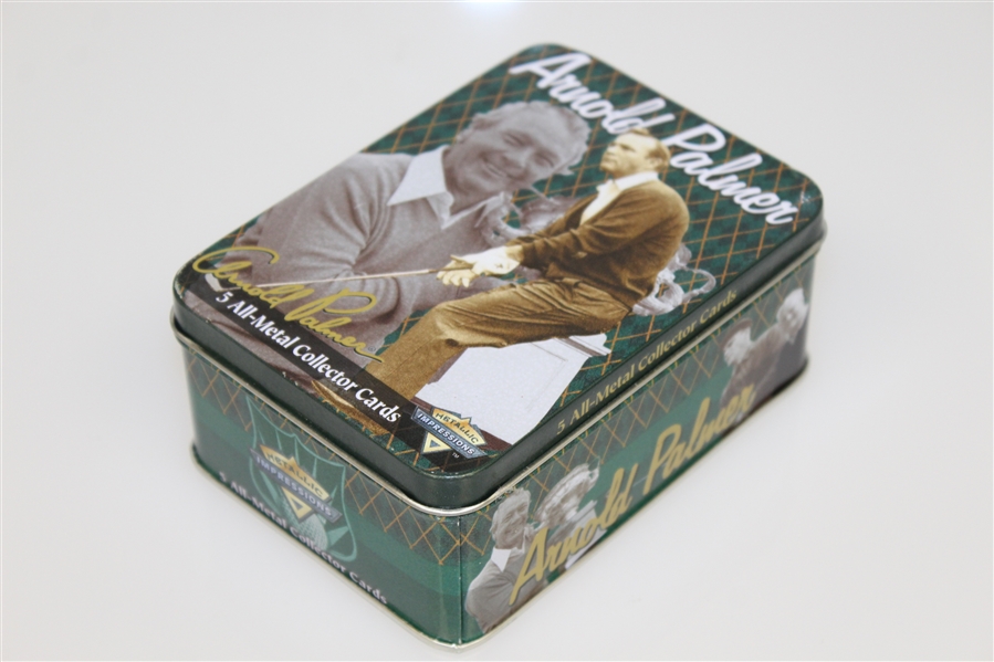Arnold Palmer Complete Set of Five All-Metal Collector Cards in Original Tin