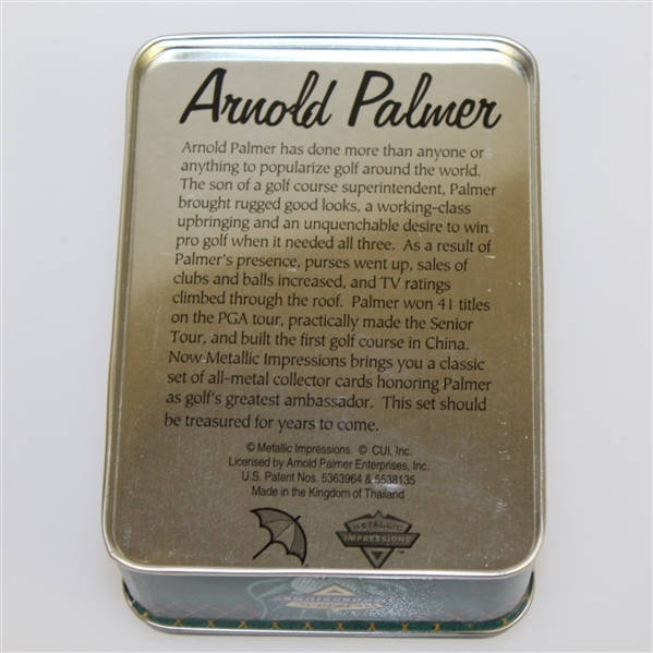 Arnold Palmer Complete Set of Five All-Metal Collector Cards in Original Tin