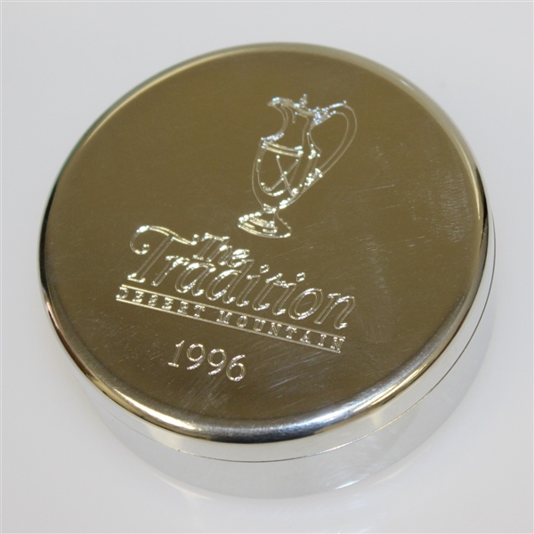 Tiffany & Co. 'The Tradition at Desert Mountain' Round Box with Comm. Trophy Divot Tool - 1996