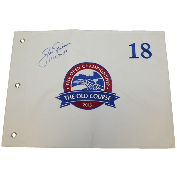 Jack Nicklaus Signed St. Andrews Old Course Embroidered Flag with Years Won Notation JSA ALOA