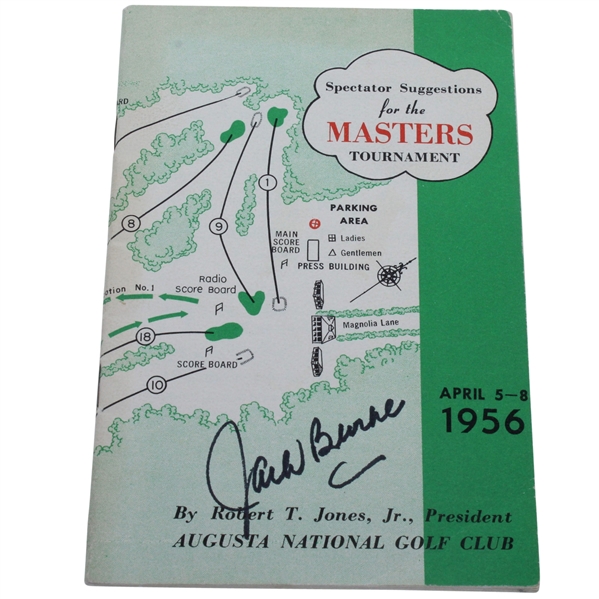 Jack Burke Signed 1956 Masters Spectator Guide JSA ALOA