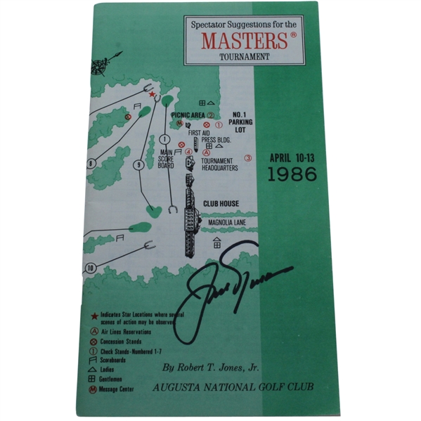 Jack Nicklaus Signed 1986 Masters Spectator Guide - Jack's Final Major Win JSA ALOA