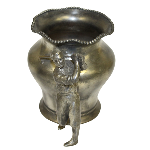 Superior Silver Vase with Affixed Golfer