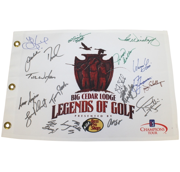 Multi-Signed 'Legends of Golf' Flag - Watson, Love, Stricker, Weiskopf, others JSA ALOA
