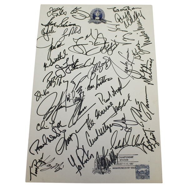 Multi-Signed 1997 PGA Championship at Winged Foot Autograph Sheet JSA ALOA
