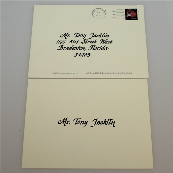 Tony Jacklin's Personal 2016 Masters Tournament Invitation with Envelopes COA