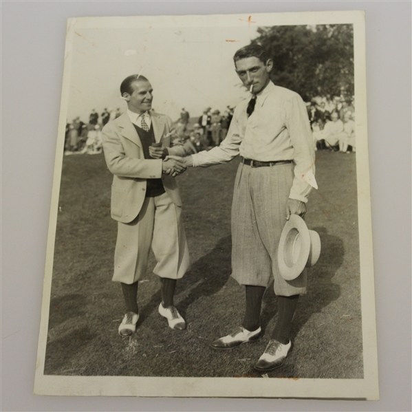 1927 Tommy Armour US Open Wire Photo - Harry Cooper Congratulating at Oakmont - June 23rd
