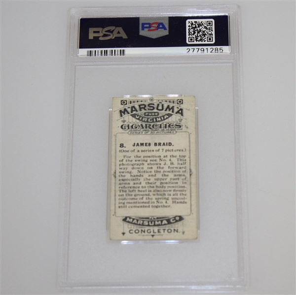 1914 James Braid Marsuma Co. Cigarette Golf Card #8 - PSA#27791285